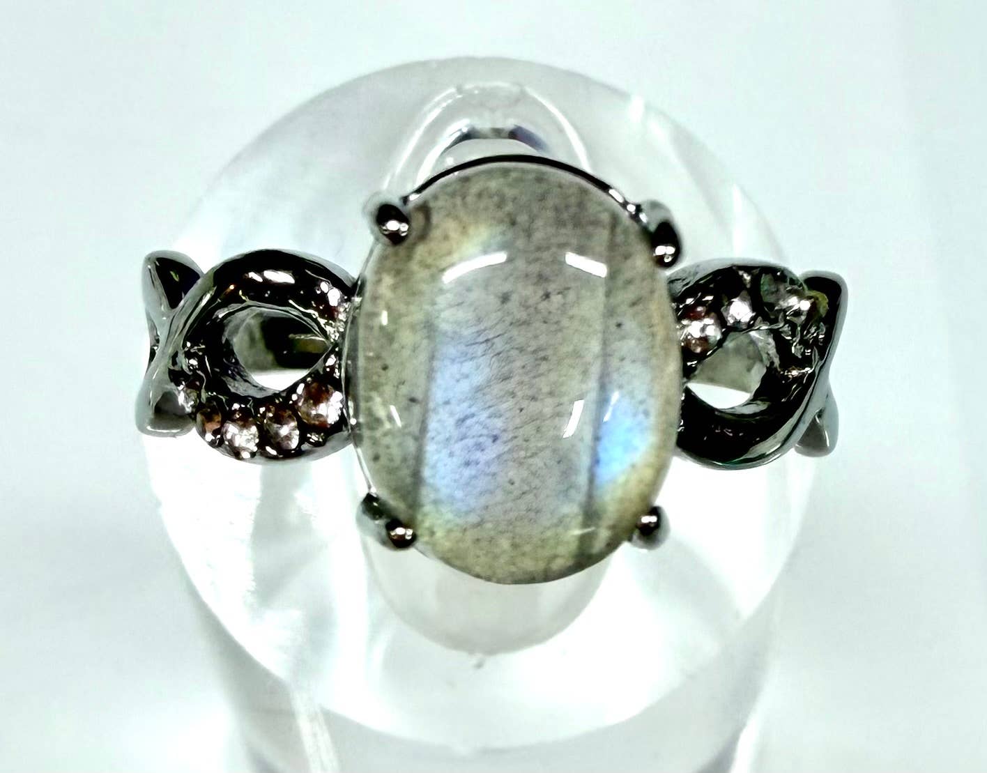 Natural Labradorite Stainless Steel Ring