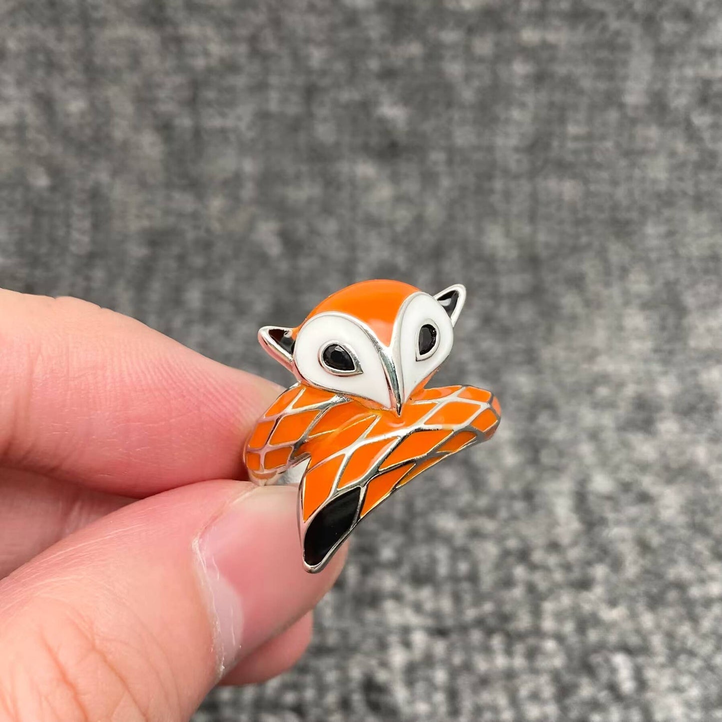 Enamel Fox Adjustable Ring