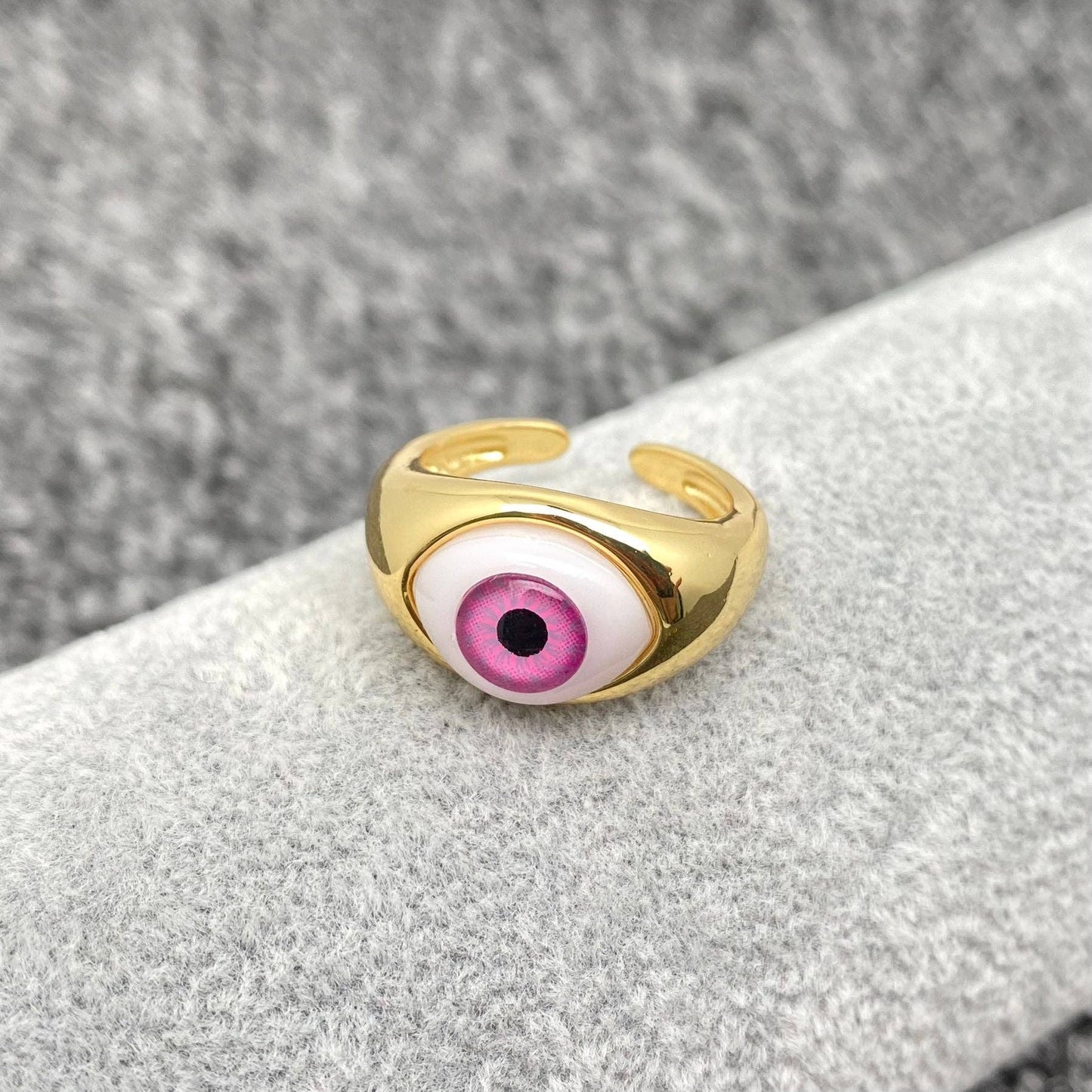Brown Evil Eye 👁 Gold Plated Ring