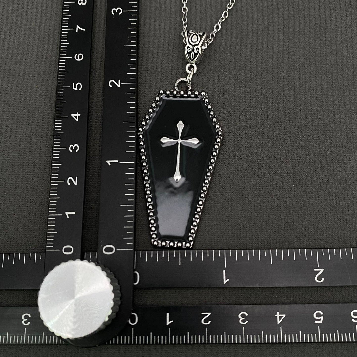 Gothic Enamel Coffin Charm Necklace