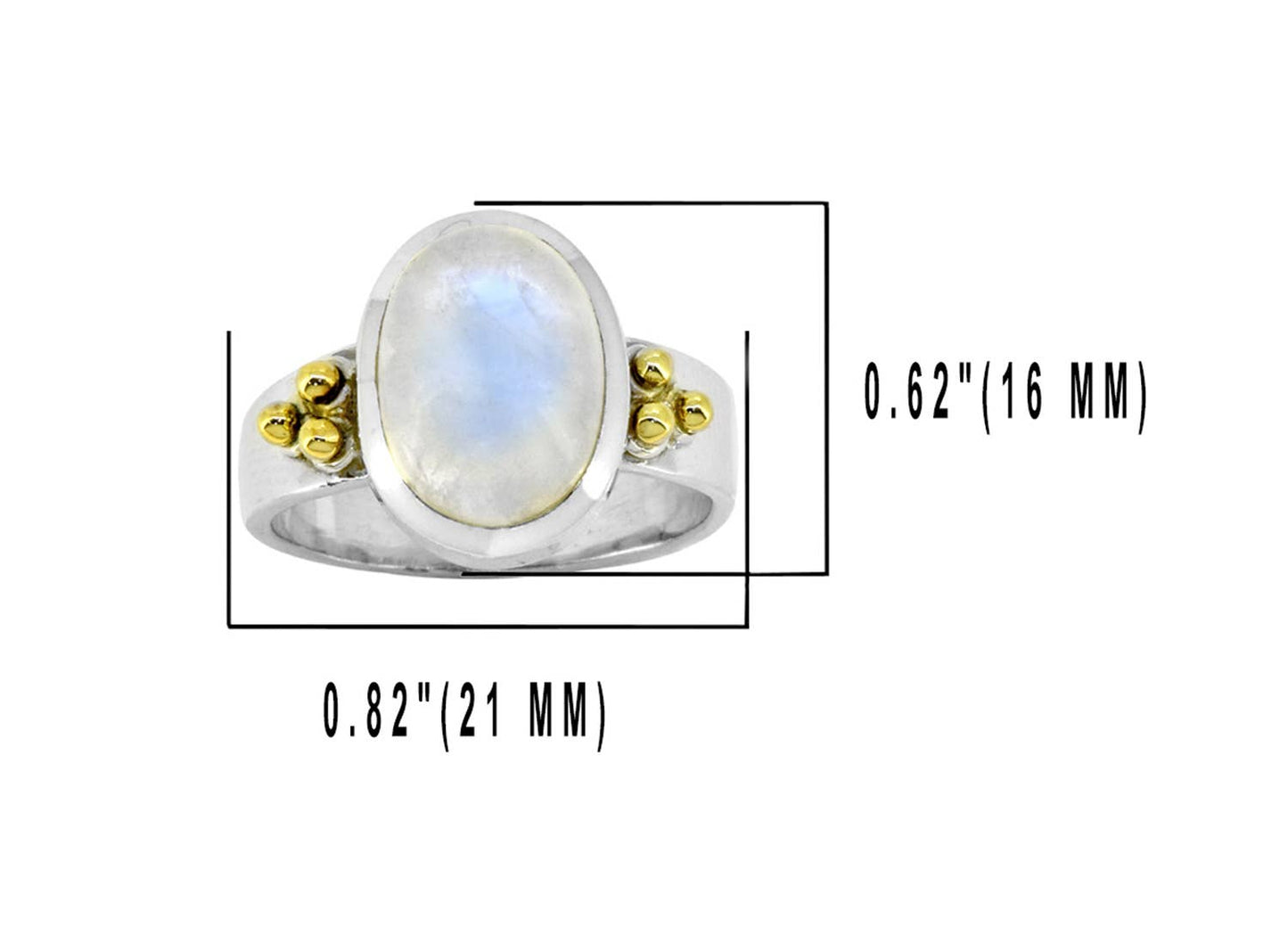 Rainbow Moonstone 925 Sterling Silver Solitaire Brass Accent