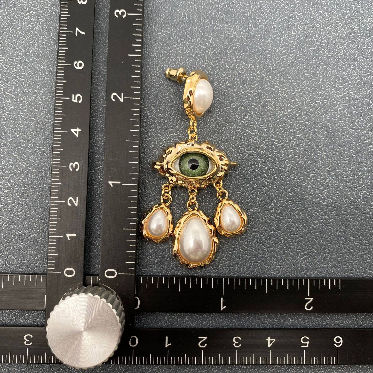 Temperament Evil Eye & Pearl Charm Dangle Earrings
