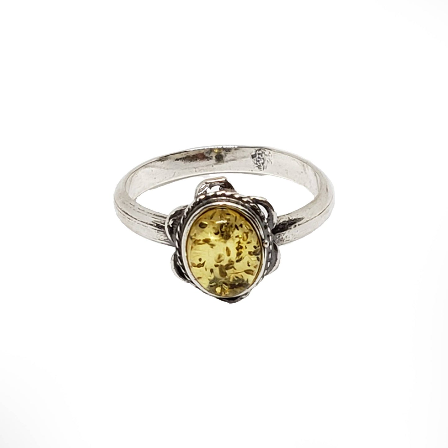 Citrine Amber Sterling Silver Flower Ring