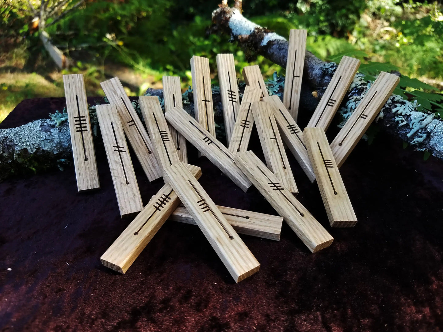 Ash Celtic Ogham Staves - Engraved Wood