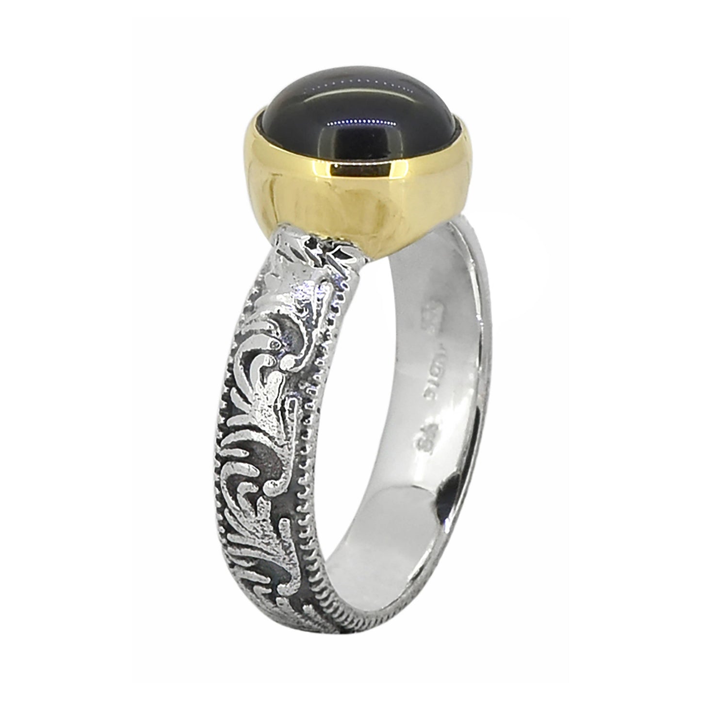 925 Sterling Silver Black Onyx Gemstone Solitaire Ring