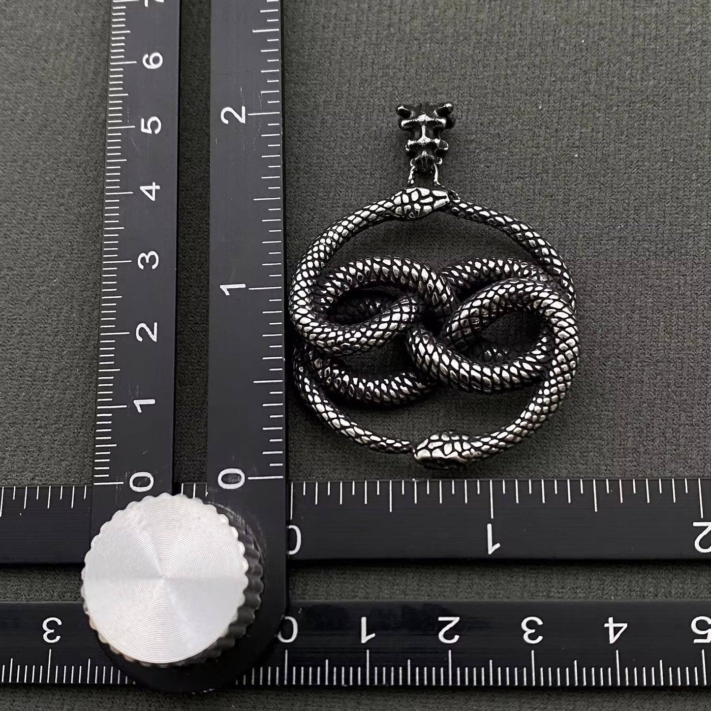 Double Snake Wrap Men's Stainless Steel Pendant on Chain