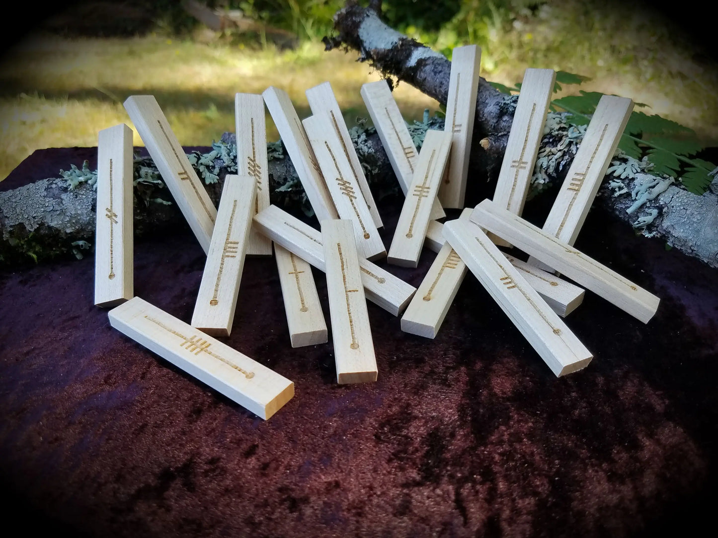 Maple Celtic Ogham Staves Engraved Wood