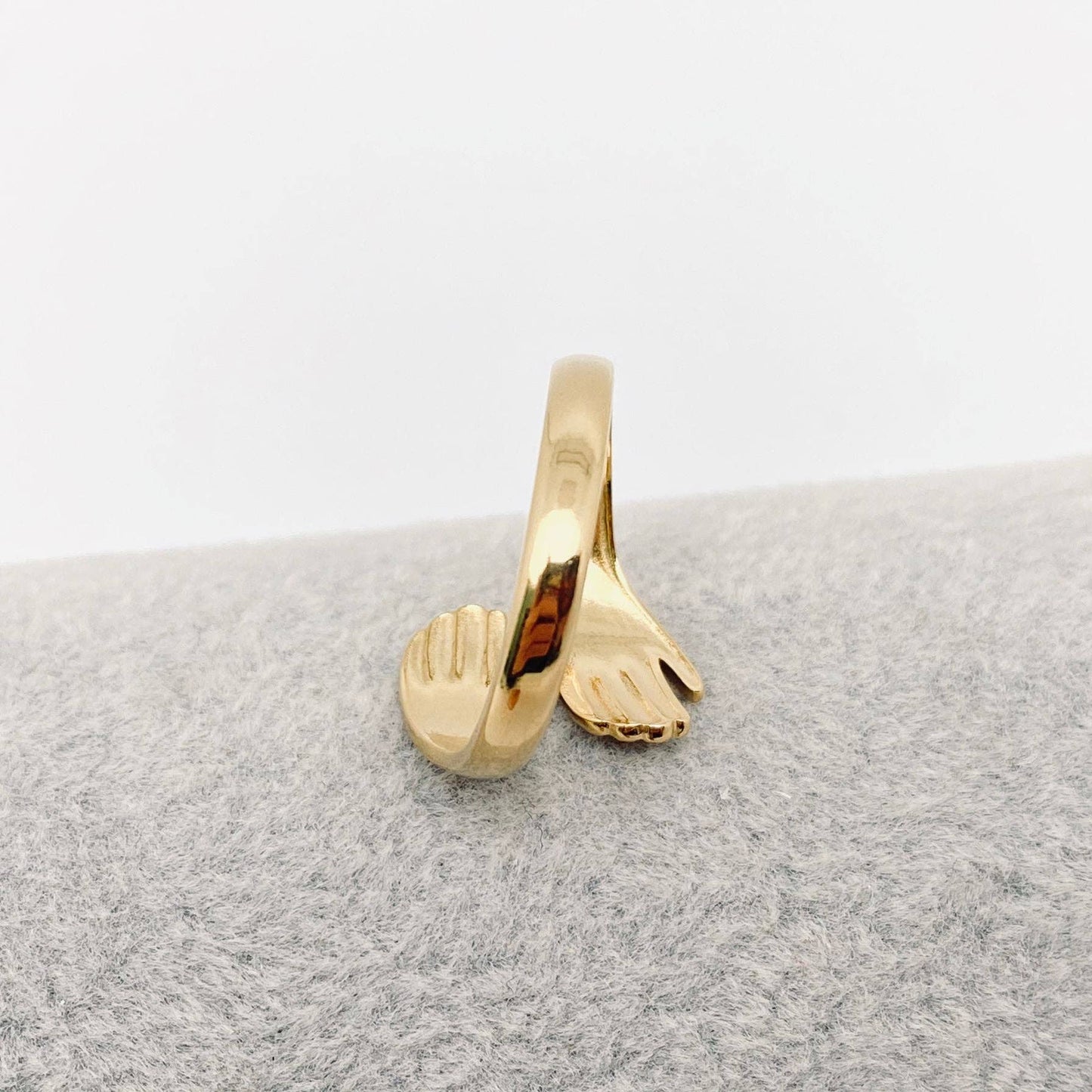 Hands Cuddling Gold Plated Stainless Steel Ring