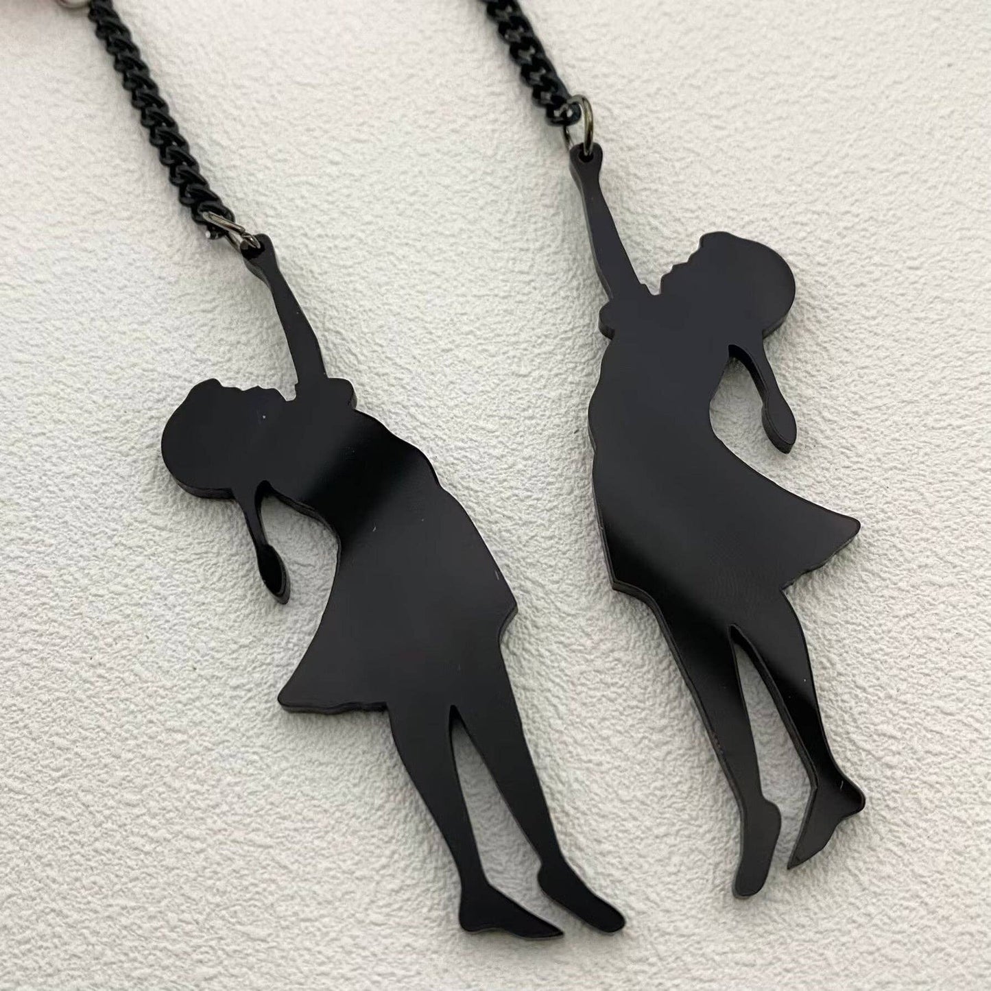 Banksy-Style ☆Girl Holding A Balloon Acrylic Dangle Earrings