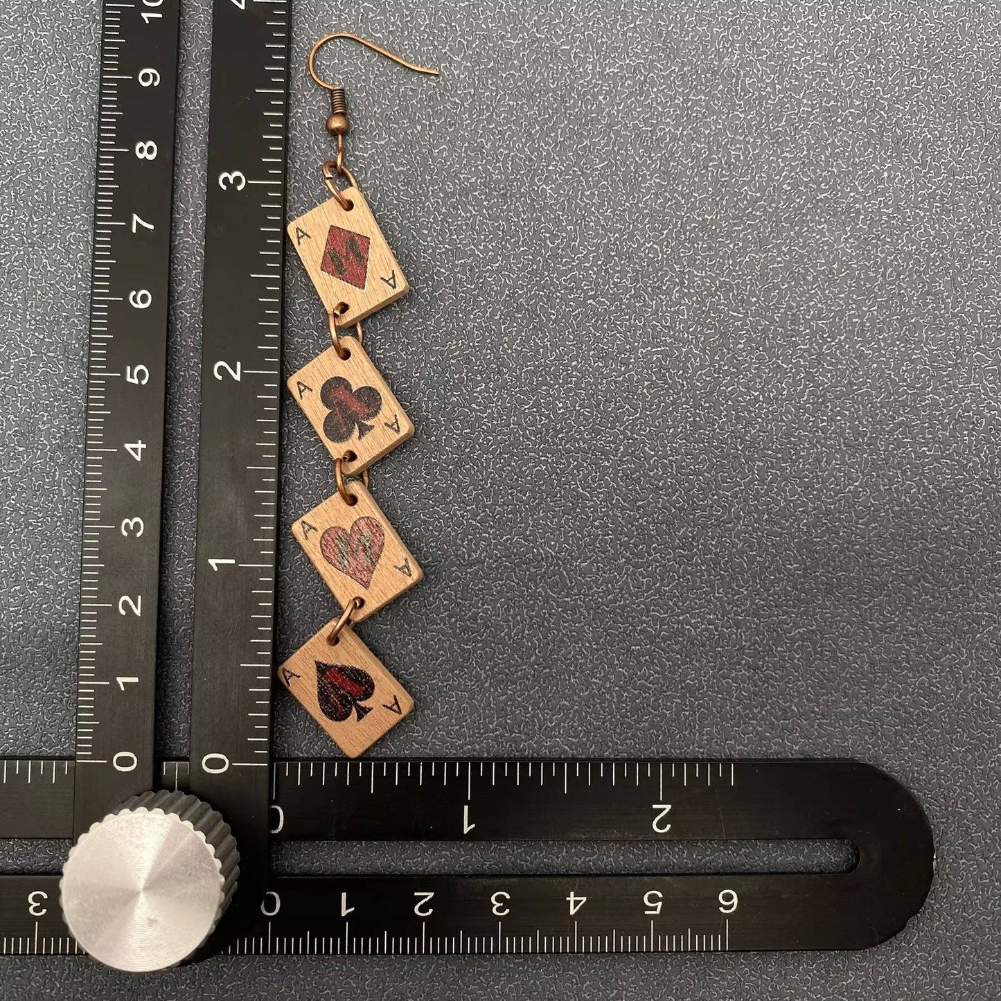 Wooden Ace Poker Cards Linked Dangle Earrings