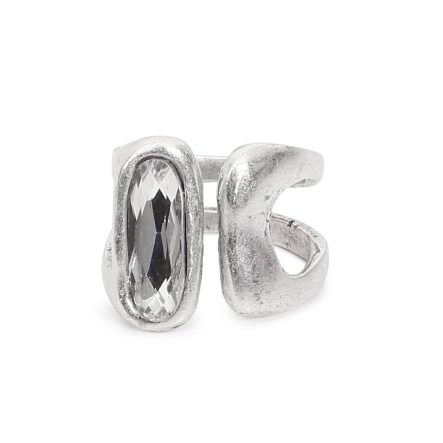Handmade Swarovski Crystal Brass Ring ☆ 945 Silver Plate