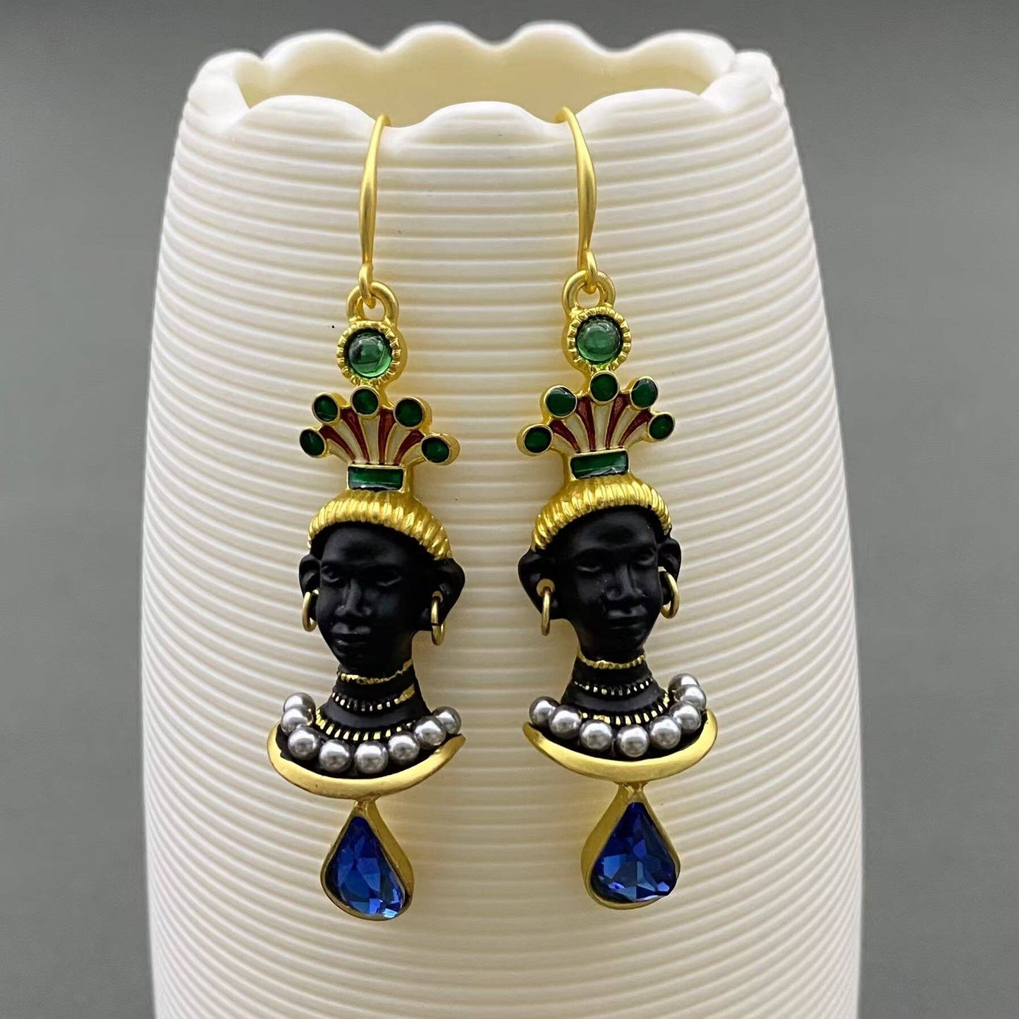Ancient Egyptian Portrait Dangle Earrings
