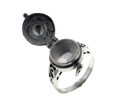 Sterling Silver Happy Sun Poison Locket Ring