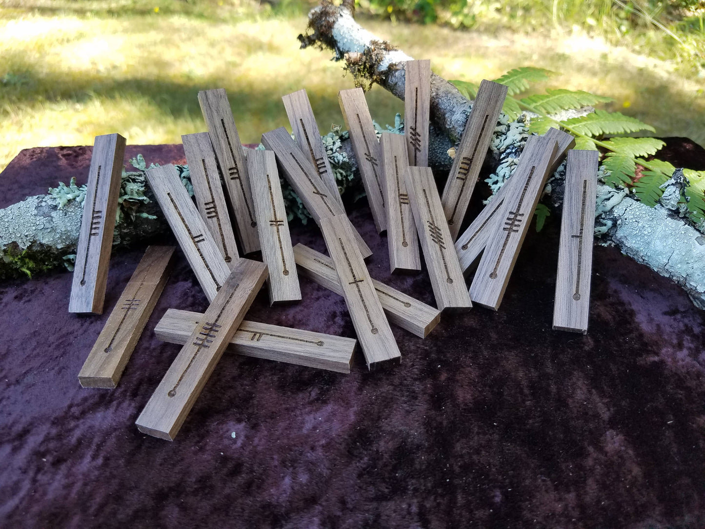 Walnut Celtic Ogham Staves - Engraved Wood
