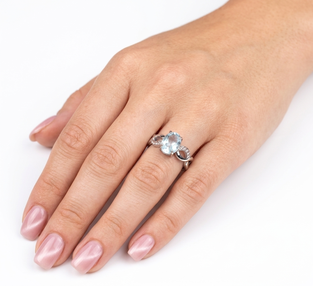 Faceted London Blue Topaz Stainless Steel Rings