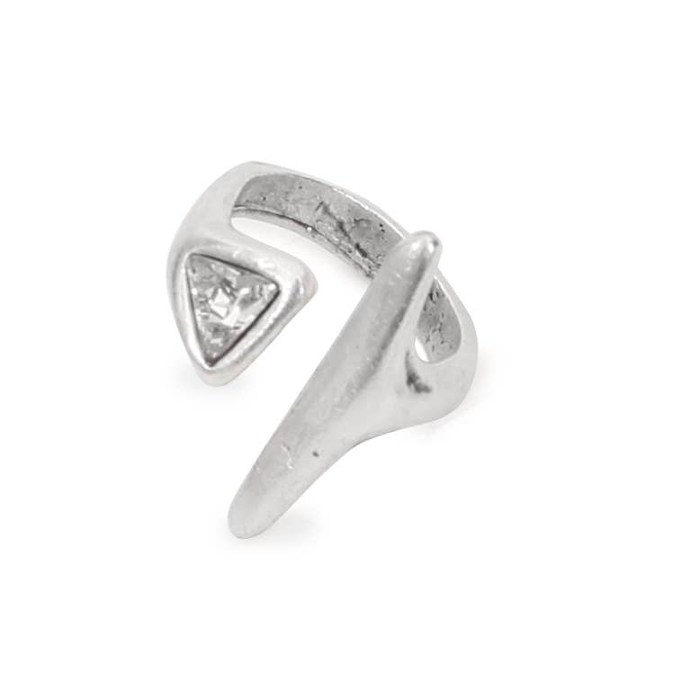 Handmade Clear Swarovski Crystal ☆ 945 Silver - Brass Ring
