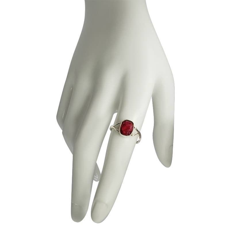 Composite Ruby Stone Sterling Silver Ring