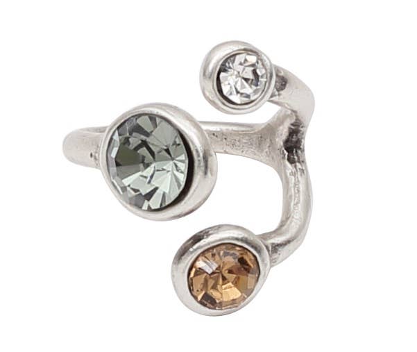 Handmade Brass Ring In 945 Silver Plated ☆ Swarovski Crystal