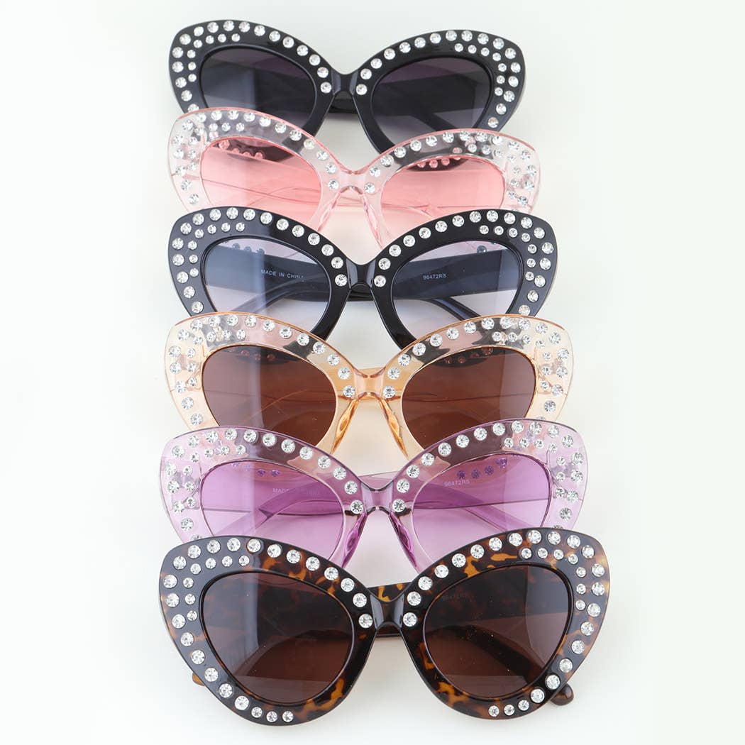 Bejeweled Retro Cateye Wing Sunglasses