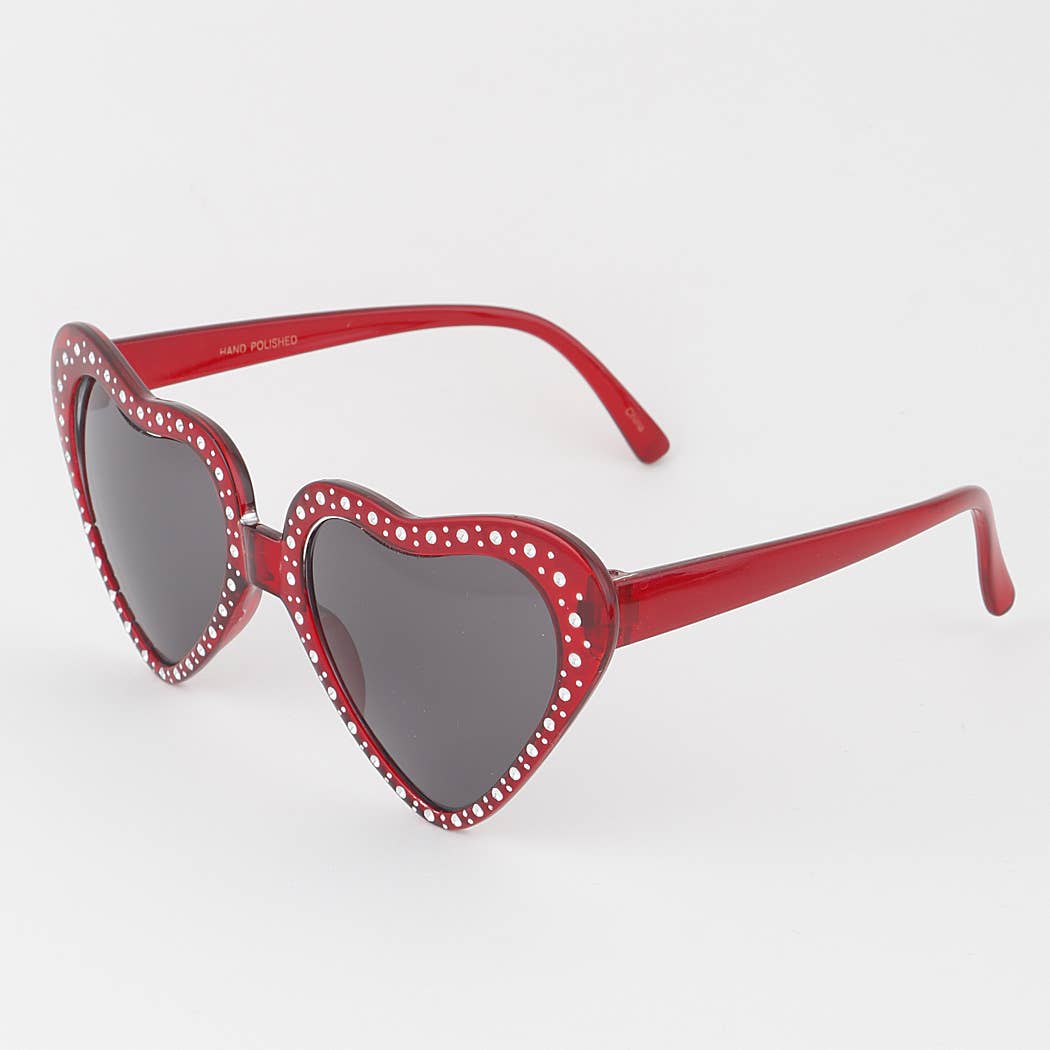Rhinestone Embedded Heart Sunglasses