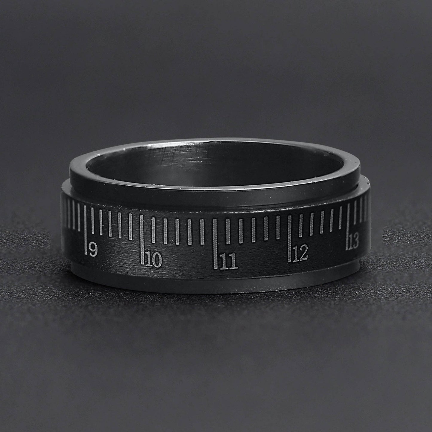 Black Ruler Stainless Steel Spinner Ring