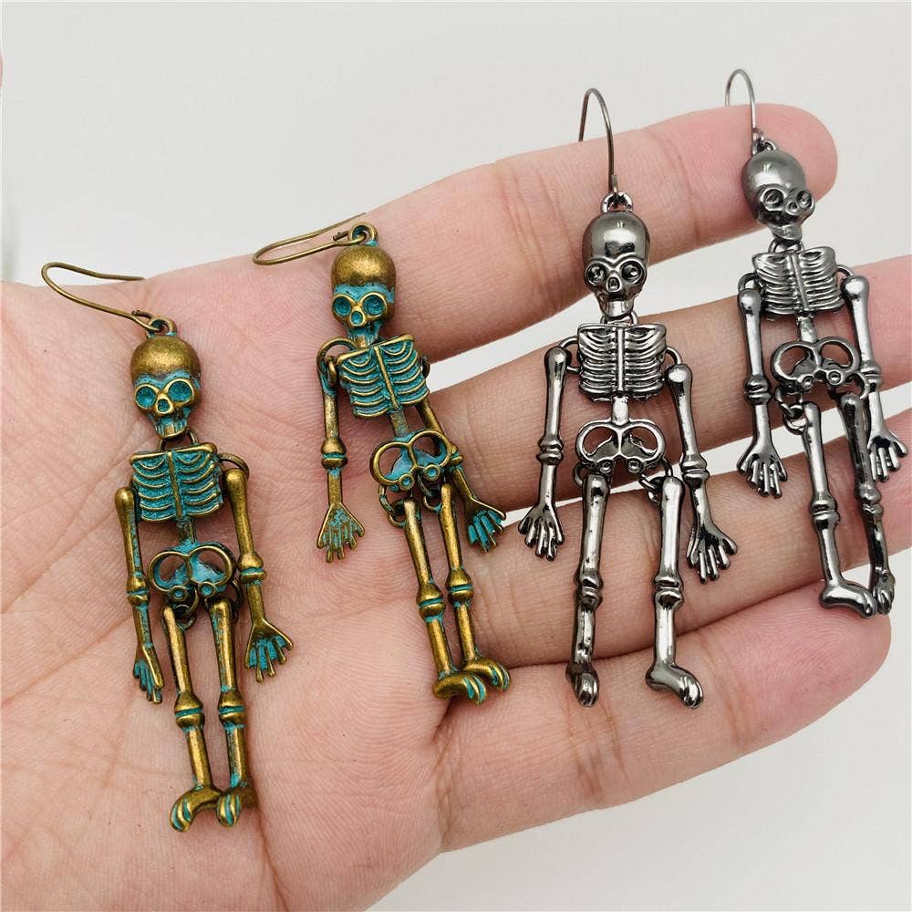 Dancing Skeleton Jointed Dangle Earrings