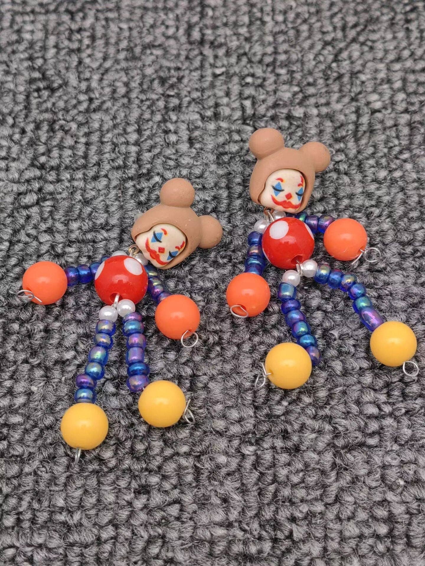 YK - Circus Style Funny Resin Clown Post Earrings