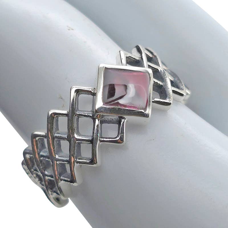 Faceted Garnet ☆ Twin Peaks Sterling Silver Ring