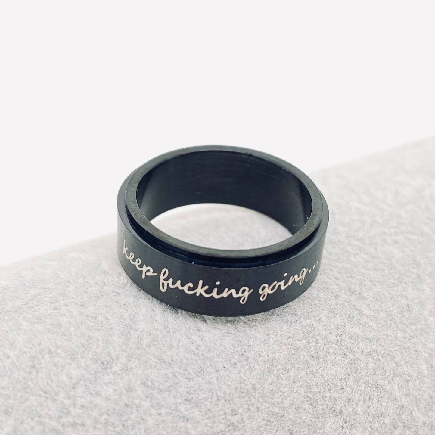 "Keep Fucking Going" Rotatable Stainless Steel Fidget Ring