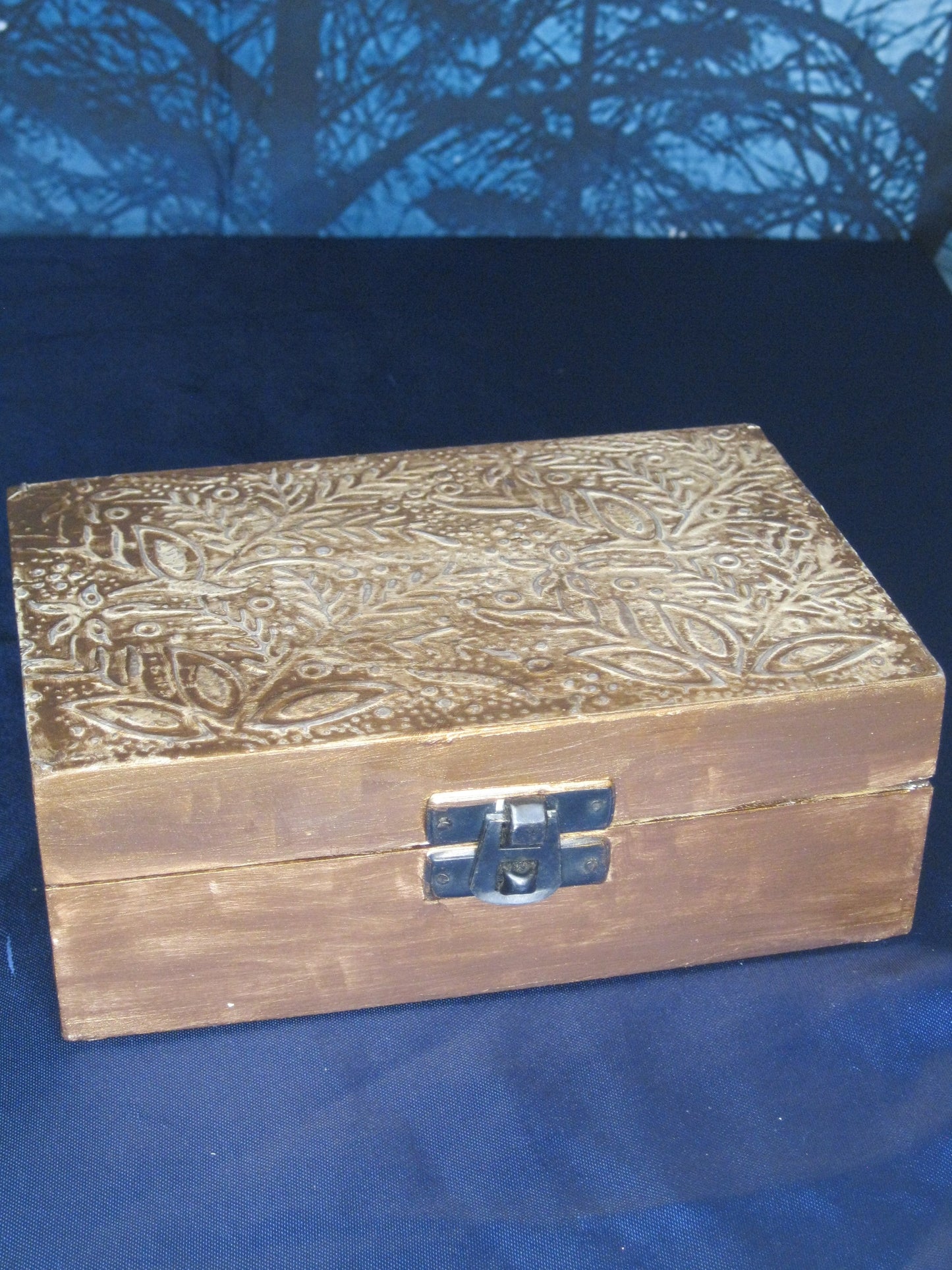 Tarot Trinket Box - Bronze & White Floral Embossed