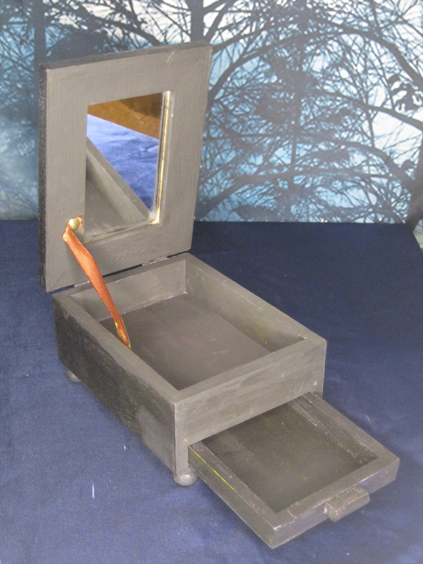 Tarot Trinket Box with Mini Drawer - Handpainted Ghost Bride