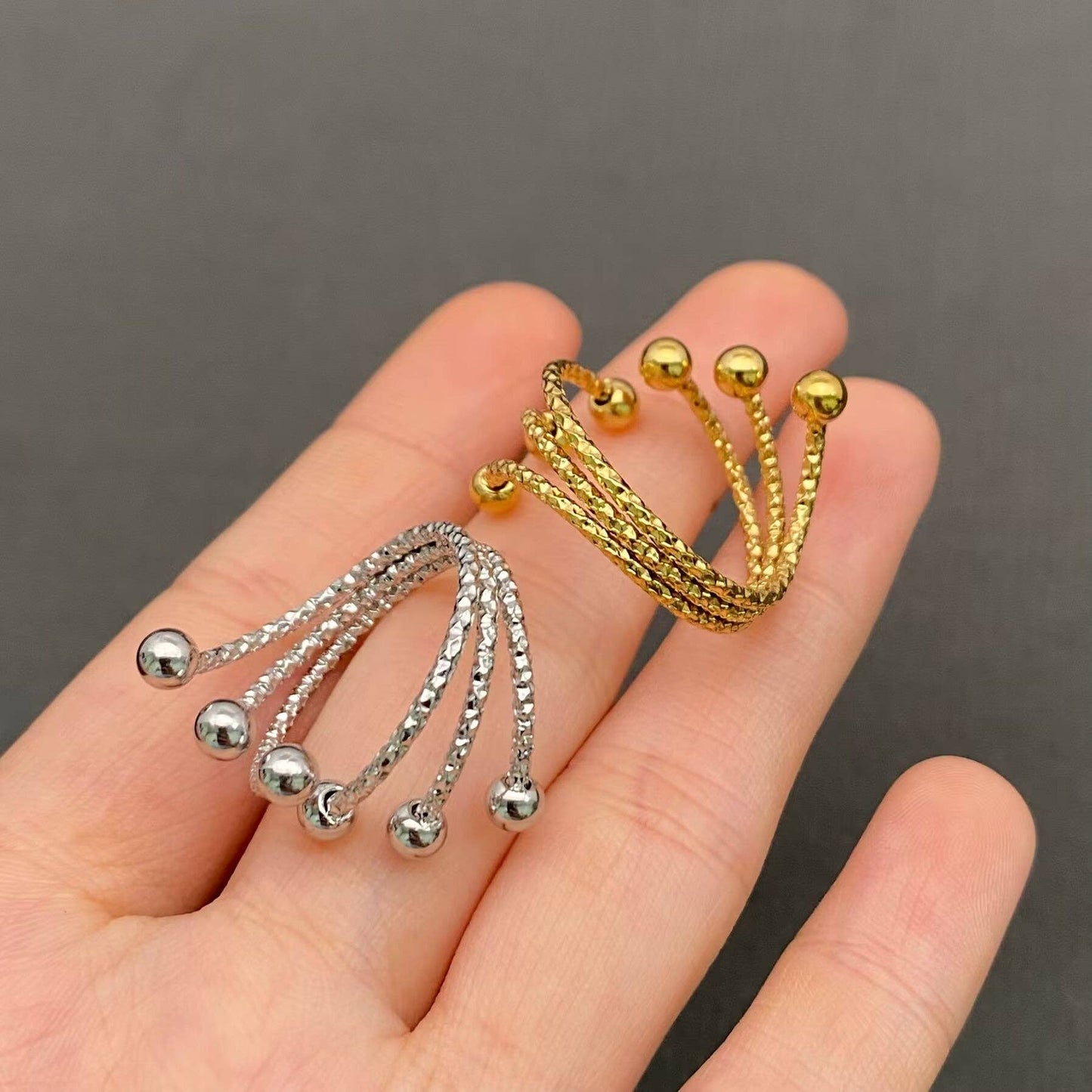18K Gold Plated Stainless Steel Adjustable Bubble Ring
