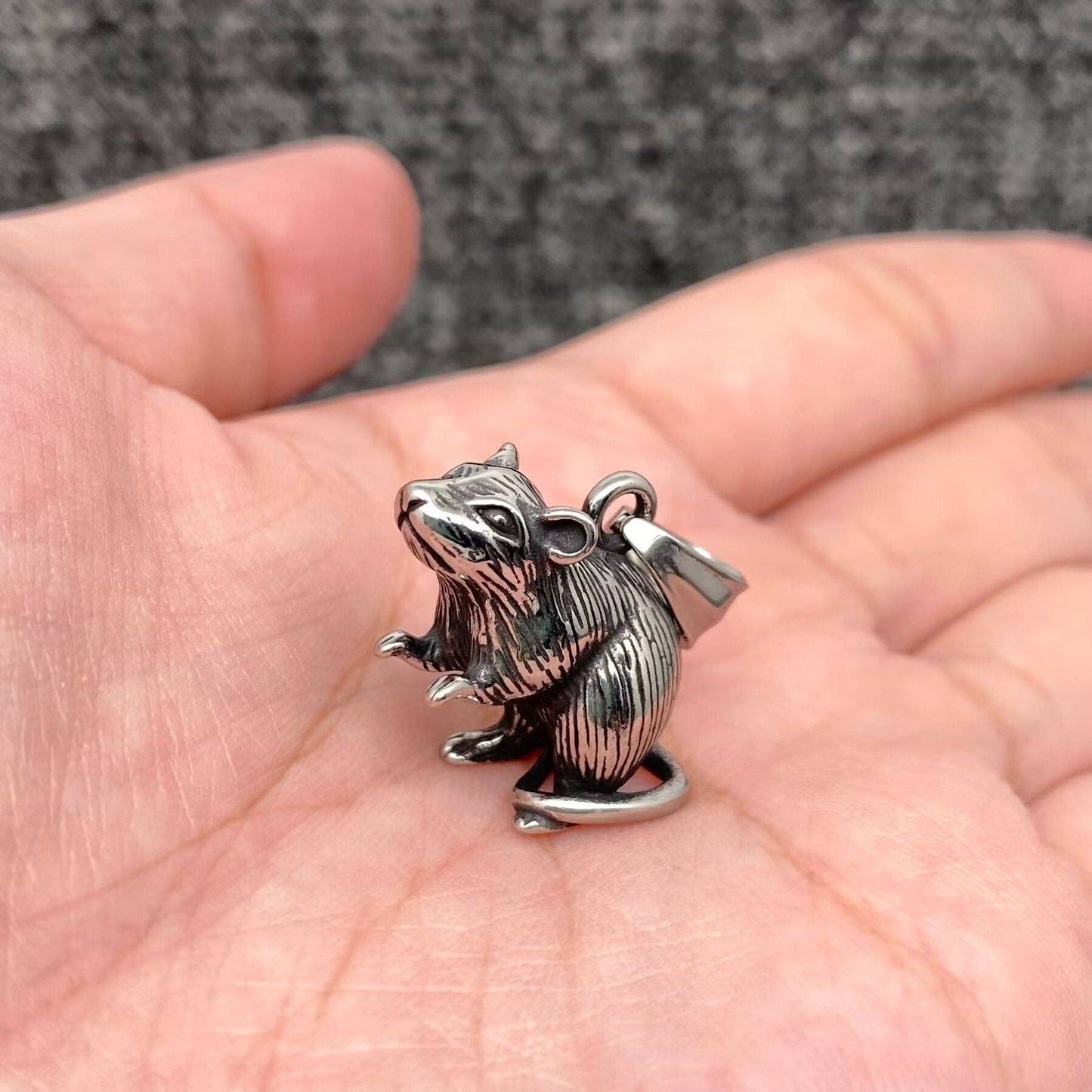 Stainless Steel Mouse Charm Pendant With Chain