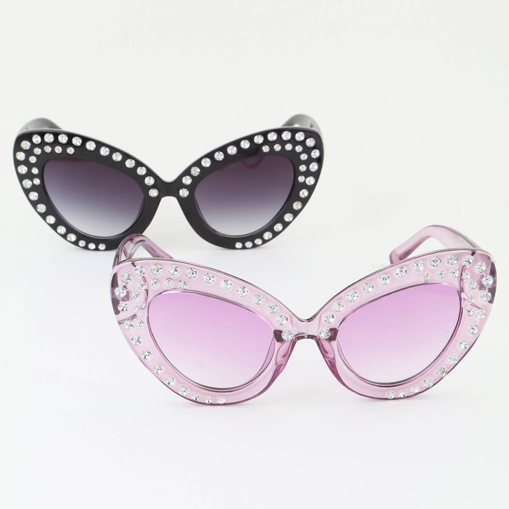 Bejeweled Retro Cateye Wing Sunglasses