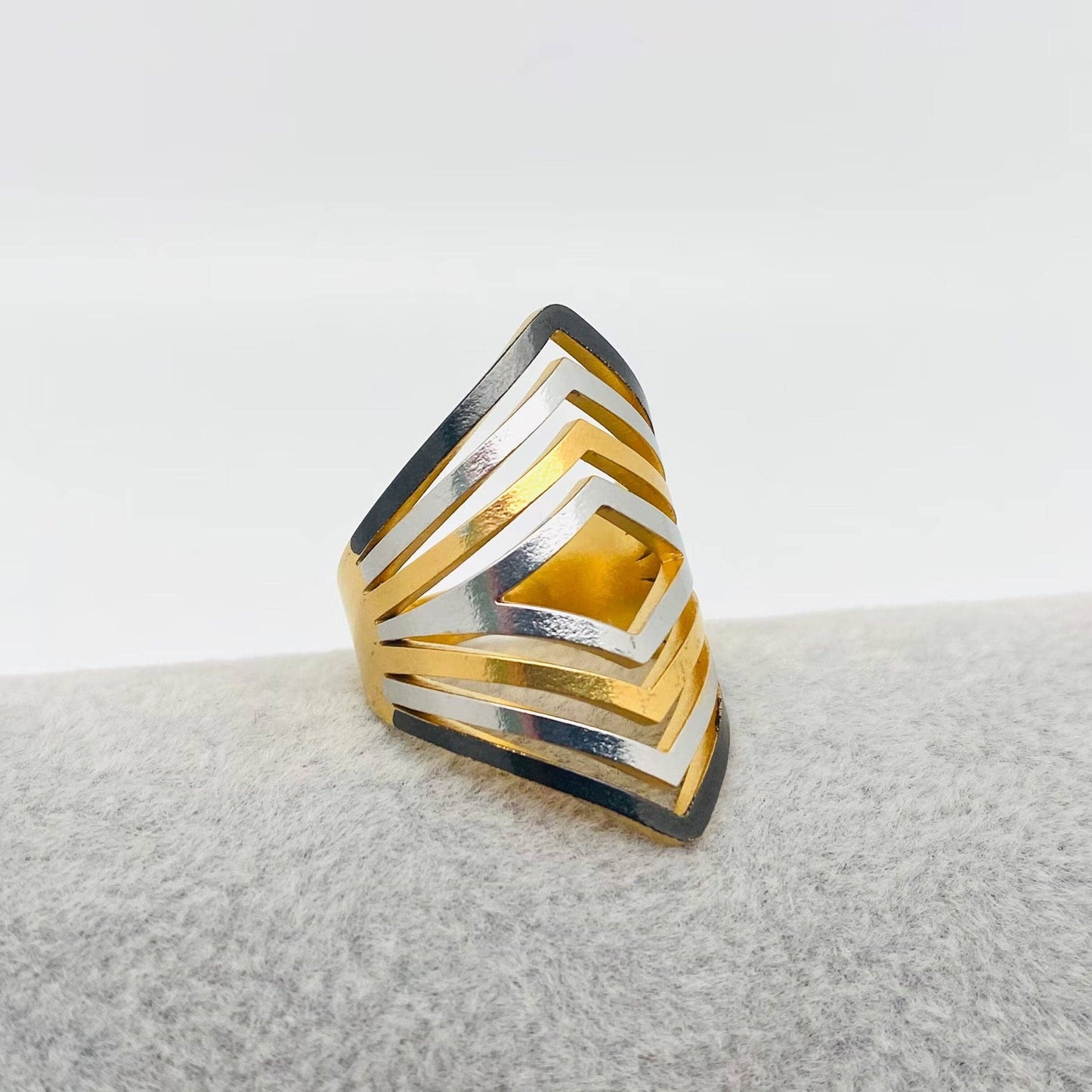 Stainless Steel Geometric Hollow Ring