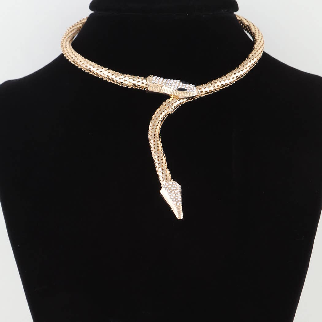 Jeweled Snake Wrap Choker Necklace