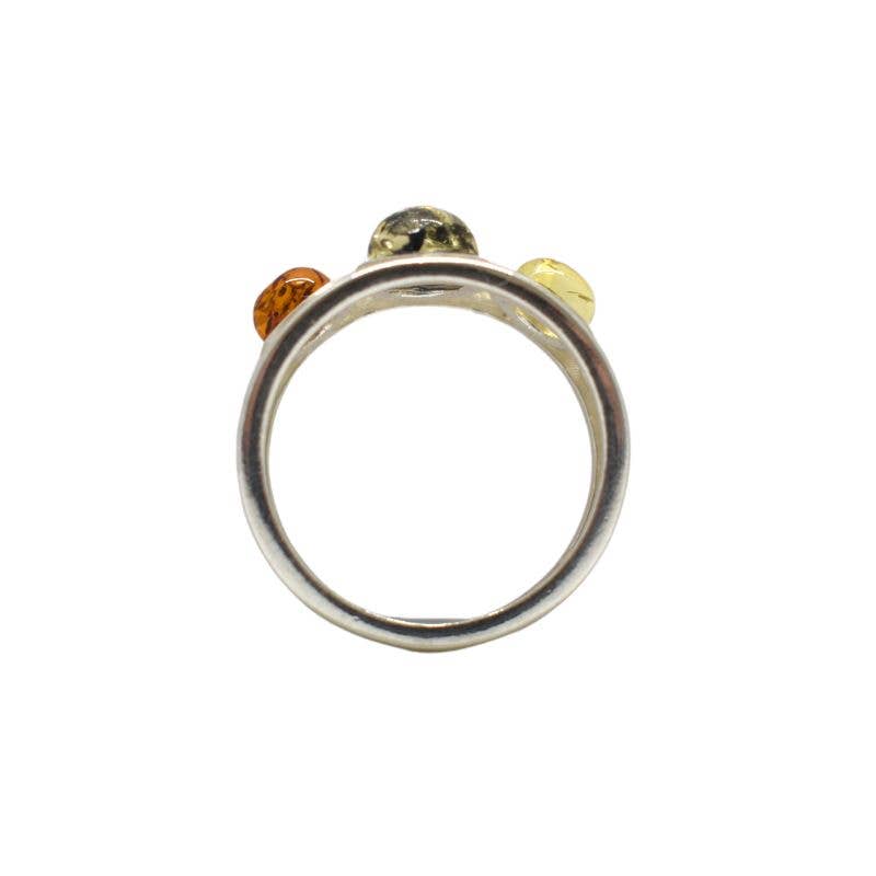 Multi-Color Amber Sterling Silver Ring