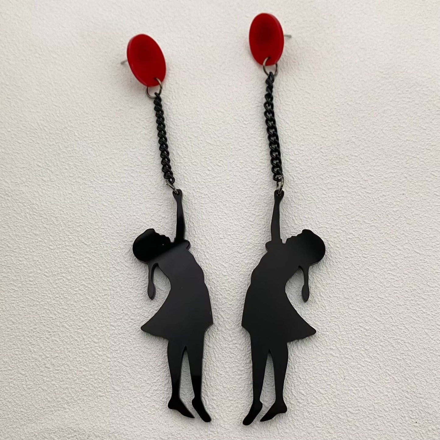 Banksy-Style ☆Girl Holding A Balloon Acrylic Dangle Earrings