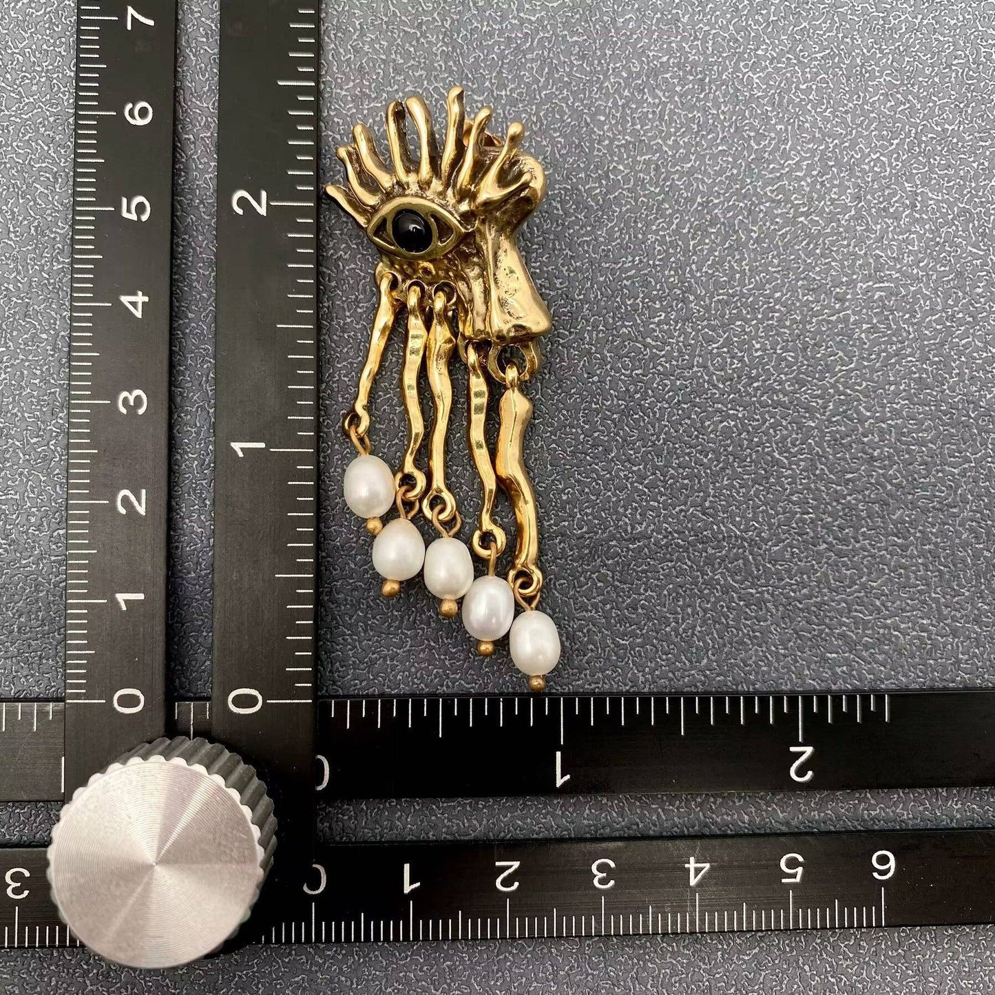 Vintage Pearl Fringe Demon Eye Post Earrings