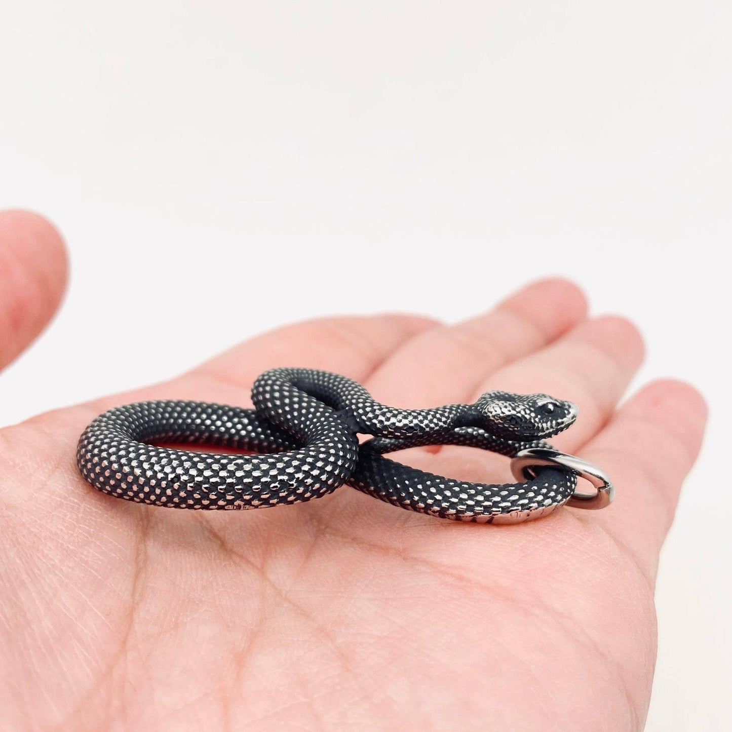 Blackening Stainless Steel Snake Pendant on Chain