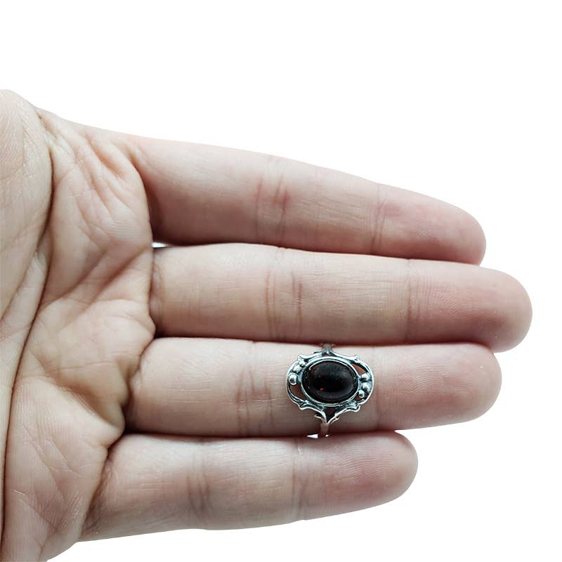 Cherry Amber Sterling Silver Ring