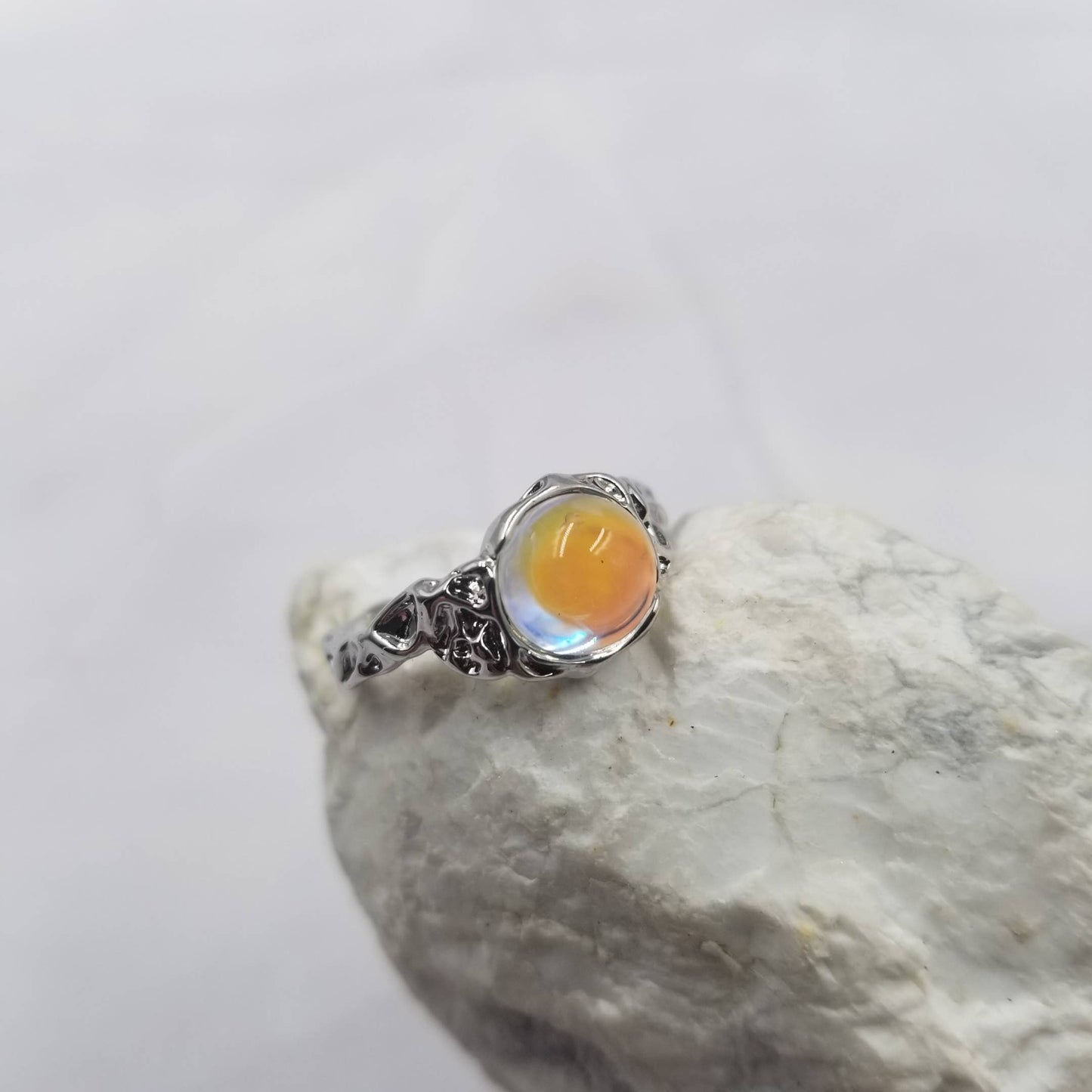 Adjustable Moonstone Crystal Ball Ring