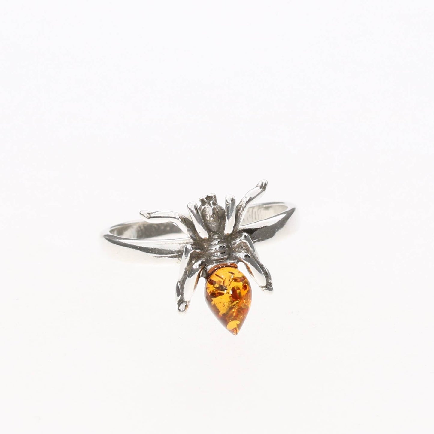 Amber Sterling Silver Spider Ring