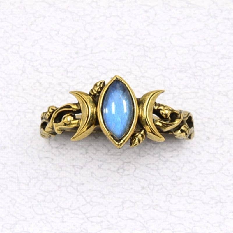 Bronze Triple Moon Band with Labradorite