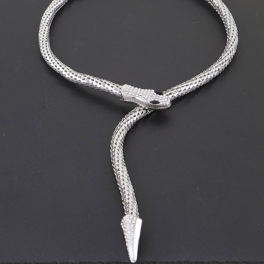 Jeweled Snake Wrap Choker Necklace