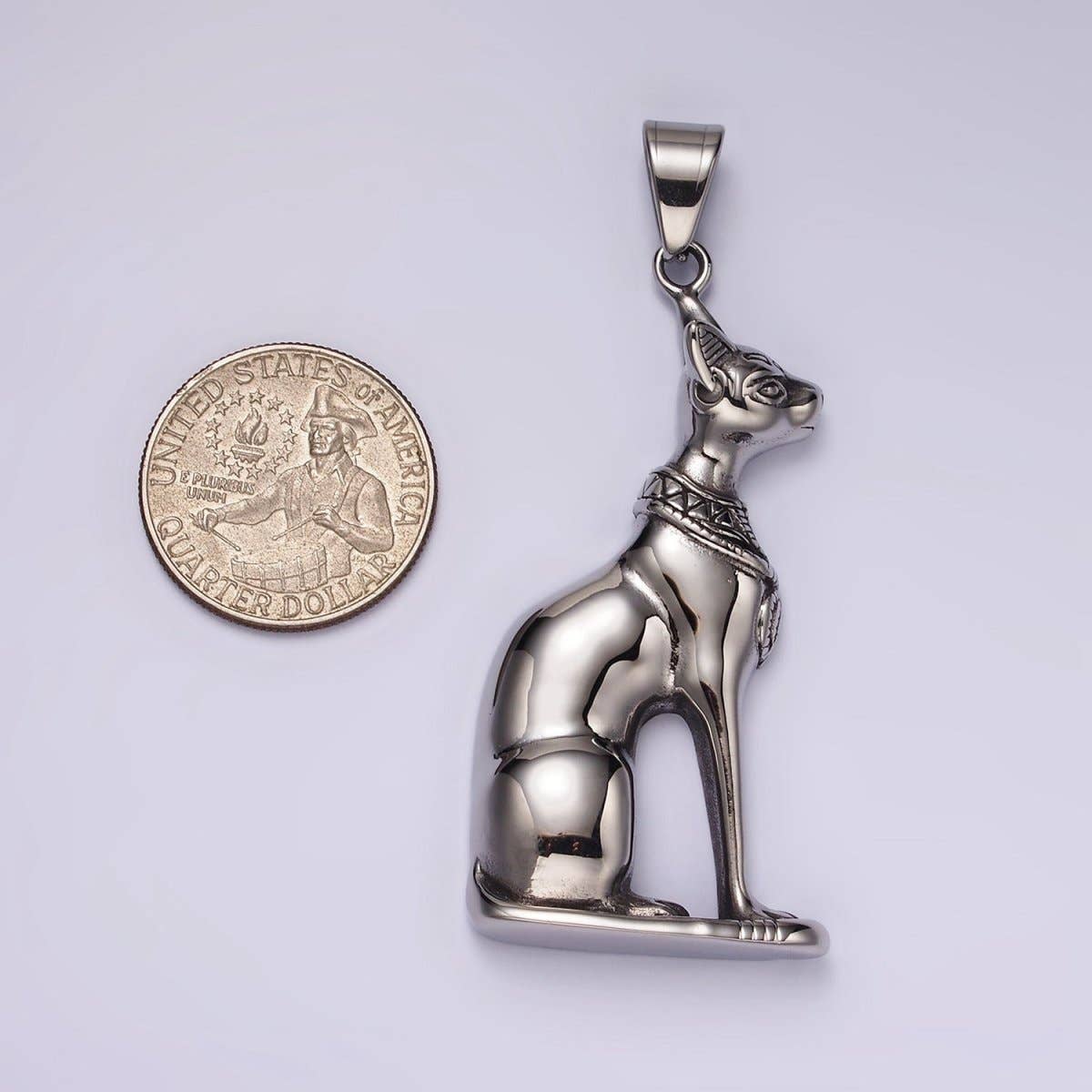 Stainless Steel Sphynx Cat Pendant on Chain