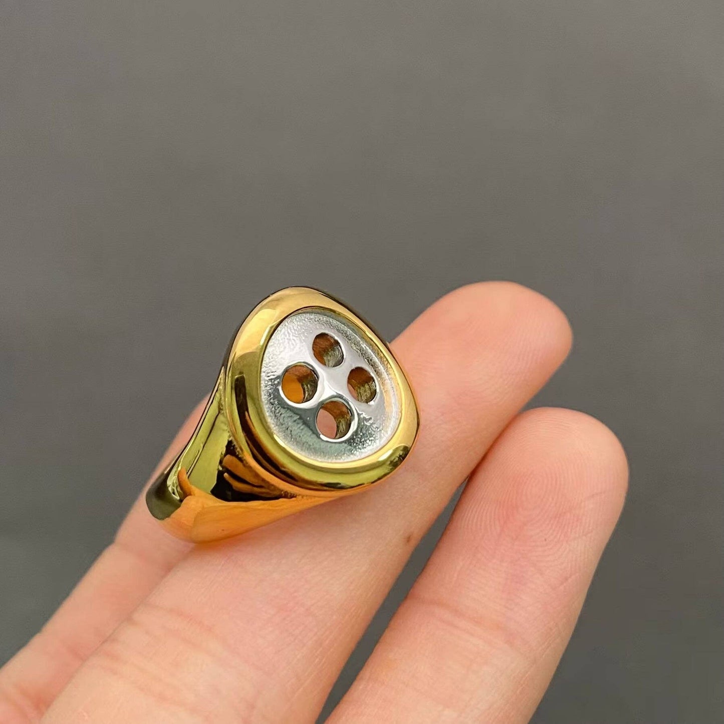 Button Two Tone 18K Gold Plated