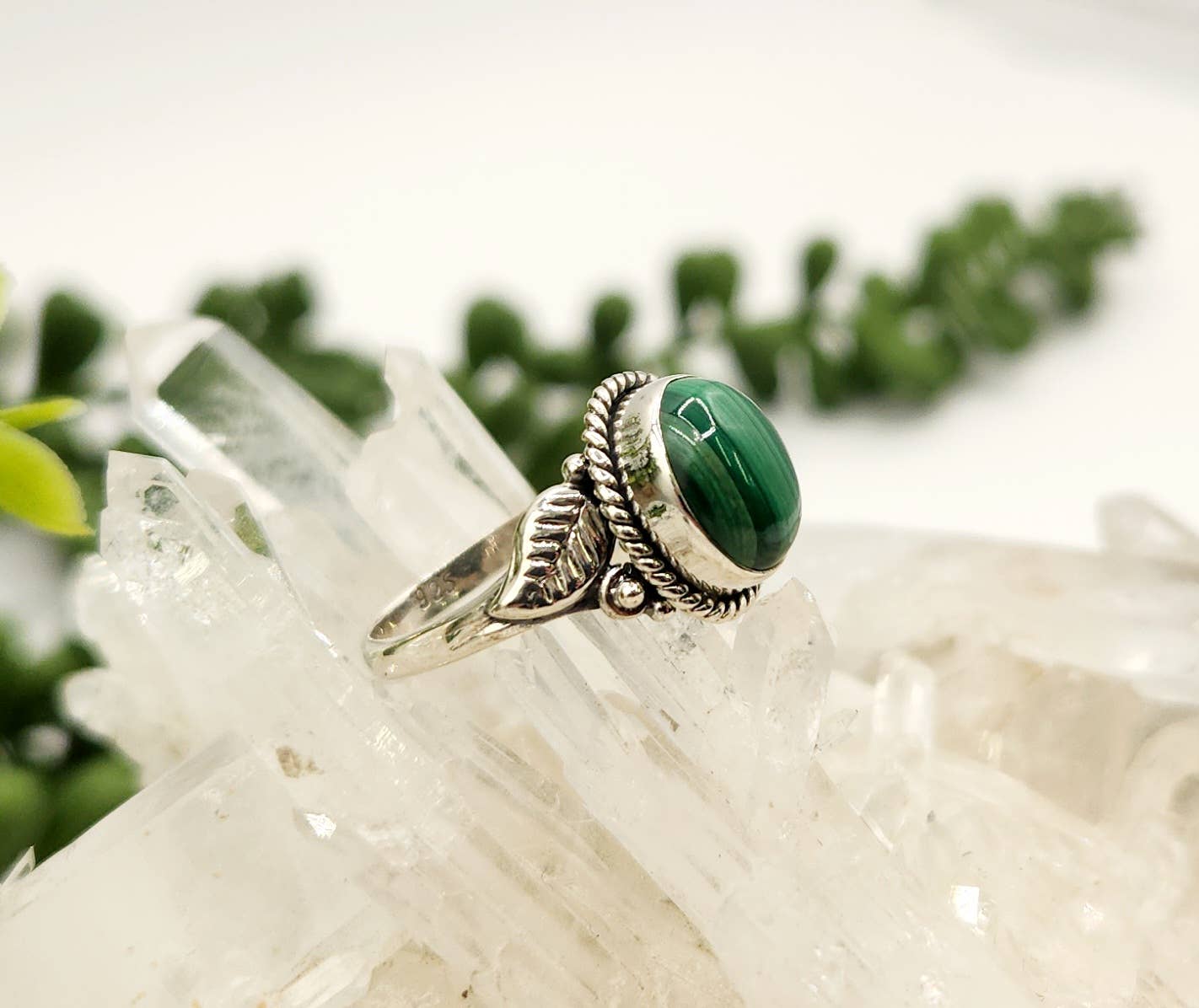 Malachite Semi-Precious Gemstone Sterling Silver (925) Ring