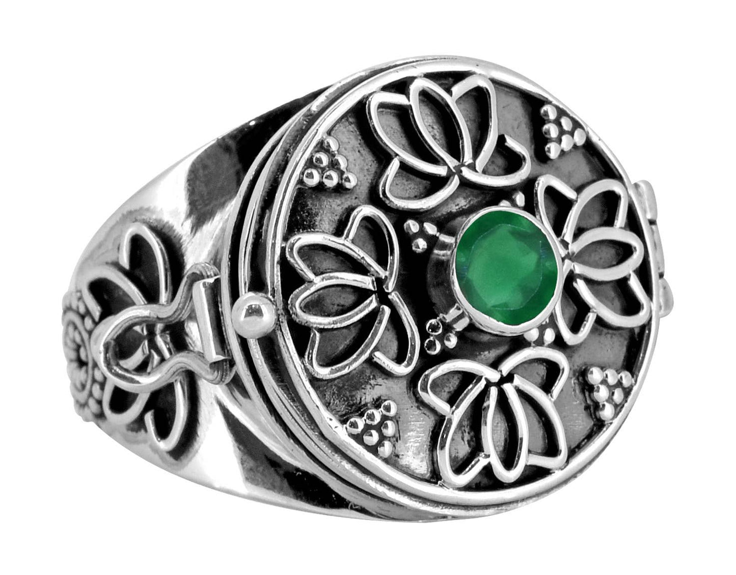 Green Onyx 925 Sterling Silver Solitaire Designer Ring