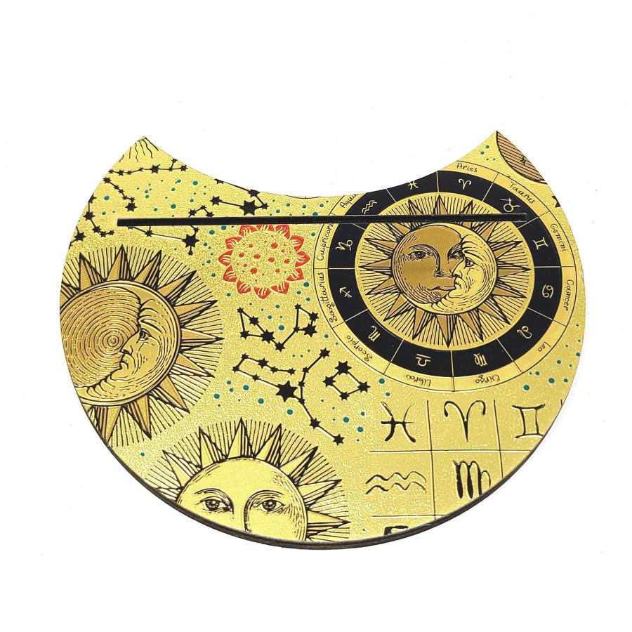 Wooden Crescent Tarot Card Holder Sun Moon Stars